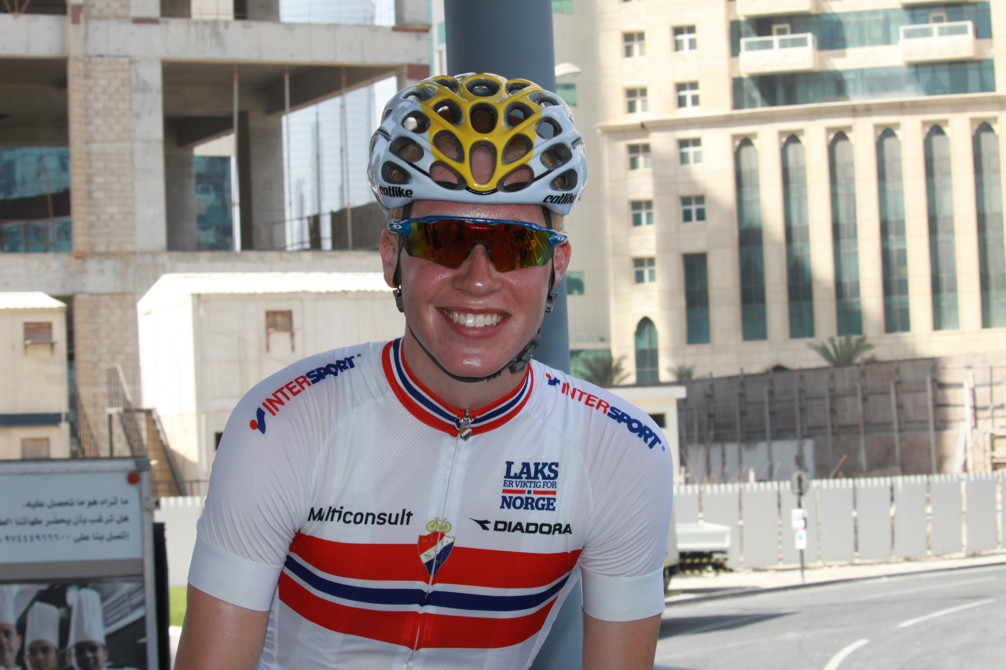 VM-opptur: Tross velt på tempoen fikk Leknessund en god erfaring fra sykkel-VM i Doha. Foto: Norges Cykleforbund