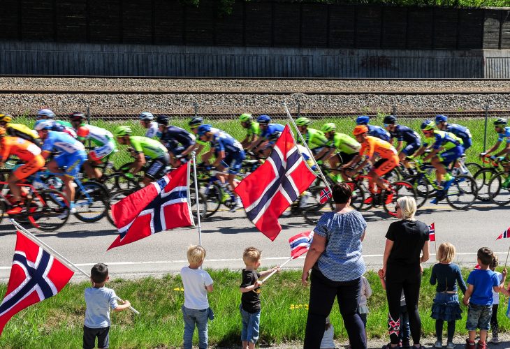 - Rennszene - Aktion/Action - Querformat - quer - horizontal - Veranstaltung/Event: 8. Tour of Norway - 3.Etappe / Stage 3: Moss nach/to Sarpsborg 175.1 km - Ort/Place: Sarpsborg - Ostfold - Norwegen/Norway / Europa/Europe - Datum/Date: 18.05.2018